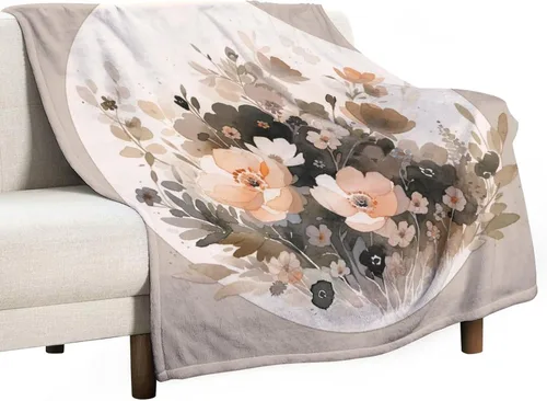 Miniatura 50 de Manta decorativa moderna de flores de acuarela, manta floral de primavera y verano, manta de 30 x 40 pulgadas, súper suave y acogedora para sofá