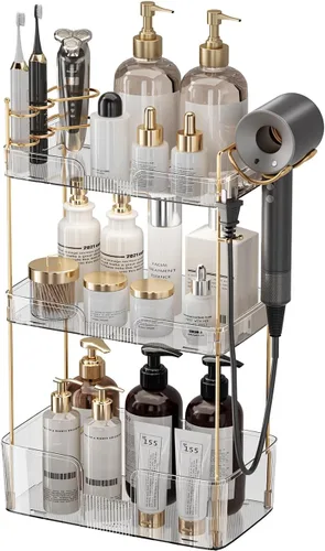 Miniatura 9 de Aveniee Organizador de mostrador de baño, estante de almacenamiento de perfume y cuidado de la piel de 2 niveles, bandeja de tocador para cosméticos