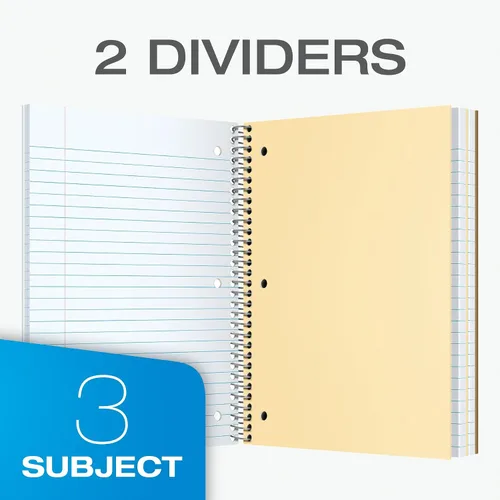 Miniatura 2 de Cuadernos en espiral Oxford, paquete de 3, 3 materias, cuadernos rayados universitarios para la escuela, 8 x 10.5 pulgadas, 120 hojas, 2 divisores