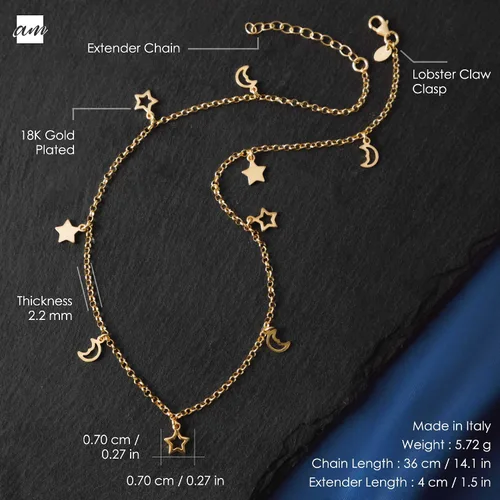 Miniatura 5 de Amberta Women 925 Sterling Silver Celestial Choker