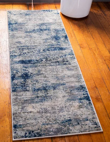 Unique Loom Mystic Collection - Alfombra Sena (2 pies x 6 pies, color azul marino/beige)