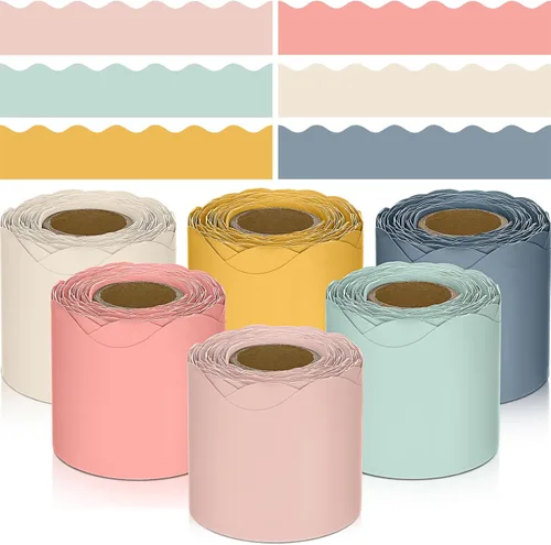 Miniatura 8 de TaoBary 6 Rollos 59.98 m Decoraciones de Bordes de Tablero de Anuncios de Navidad y de Invierno para el Aula, Bordes Dentados para Tablero de negro
