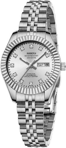 Miniatura 13 de NIBOSI Relojes para mujeres, reloj analógico de cuarzo, esfera de acero inoxidable con día y fecha, luminoso, impermeable, elegante, clásico