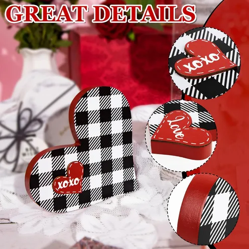Miniatura 6 de 2 piezas de letrero de amor de madera para el día de San Valentín en forma de corazón, decoración de bandeja de San Valentín, centro de mesa