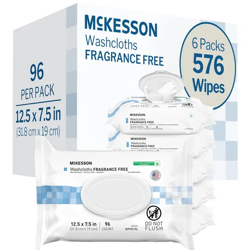 McKesson Toallitas de baño para adultos, sin perfume (paquete de 6, 576 toallitas de baño) - Paños desechables para el cuerpo - Fórmula sin