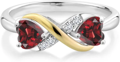Miniatura 39 de Gemstone Birthstone and Lab Grown Diamond Accents Eternal Love Infinity Ring for Women 925 Silver and 10K Yellow Gold Heart Shape 5MM & Round