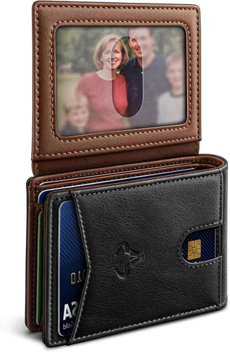 Miniatura 17 de BULLIANT Billetera para hombre, delgada de cuero, bolsillo frontal, tarjetero para regalo, para hombres, 11 ranuras con bloqueo RFID, Minimalista