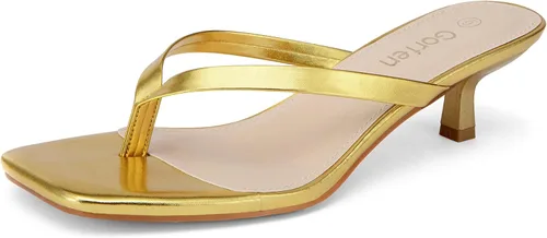Miniatura 16 de Sandalias de tacón de gatitos para mujer, con puntera cuadrada, sin cordones, sandalias de tacón de 2 pulgadas, sandalias de fiesta, sandalias