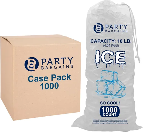 Miniatura 9 de Party Bargains Bolsas de hielo de plástico con cordón de 15 libras, 600 unidades, 24 x 14 pulgadas, bolsas de almacenamiento de hielo duraderas