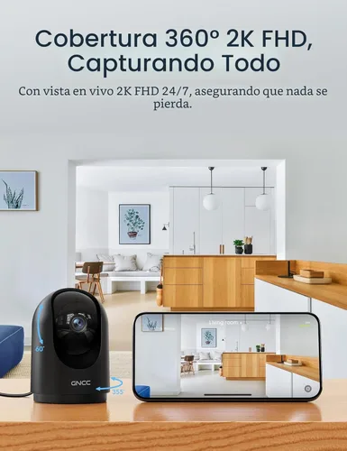 Miniatura 5 de Cámara de seguridad GNCC para interiores, cámaras 2K para seguridad del hogar con detección de movimiento, cámara para bebé/mascota con aplicación