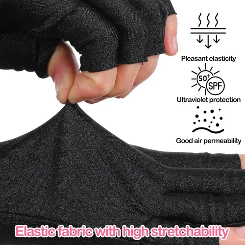 Miniatura 4 de 2 pares de guantes UV para lámpara de uñas de gel, guantes de protección UV sin dedos UPF para manicura, arte de uñas, actividades al aire libre