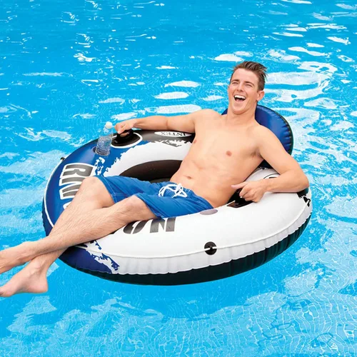 Miniatura 8 de INTEX 58825EP River Run 1 Inflatable Floating Lounge: Comfortable Backrest – Built-in Cup Holders – Durable Grab Handles – All Around Grab Rope