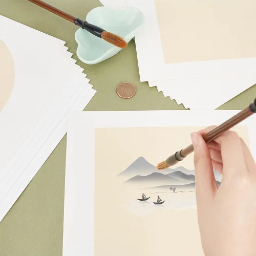 Miniatura 3 de PandaHall - 20 piezas de papel Shikishi premontado, papel Xuan chino, suministros de caligrafía china, papel de arroz para pintura de Sumie, Navajo
