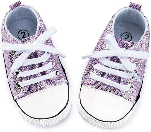 Miniatura 4 de Zapatos de bebé, para niñas o niños, suaves, suela antideslizante, para recién nacidos y primeros pasos, de estrella, tenis caña alta de lona