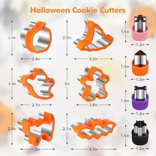Miniatura 3 de NPET 10 cortadores de galletas de Halloween para el almuerzo de los niños, cortadores de sándwiches de almuerzo para niños sin cortar, mantequilla