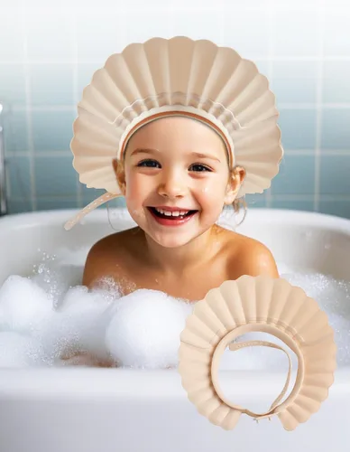 Miniatura 9 de Gorro de baby shower, gorro de ducha para niños, sombrero de visera para protección de ojos y oídos para niños de 0 a 9 años, bonita forma de corona