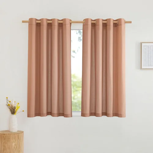 Miniatura 194 de NICETOWN Cortinas de lino natural con textura de lino para dormitorio, mezcla de lino rústica con ojales en la parte superior, semitransparentes