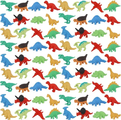 Miniatura 7 de Cllayees 72 borradores de animales para niños, rompecabezas 3D de dinosaurios a granel, mini juguetes de dinosaurio, mascotas de escritorio