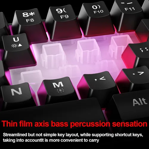Miniatura 3 de Teclado de memoria para juegos RGB con cable. 60% Mini teclado de computadora LED cremoso. Teclado ergonómico pequeño con teclas inreemplazables