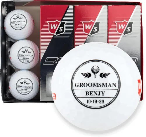 Miniatura 11 de Pelotas de golf personalizadas, 1 docena, Wilson, diseños personalizados para padrinos de boda, padrino, ushers, oficiales Groomsman
