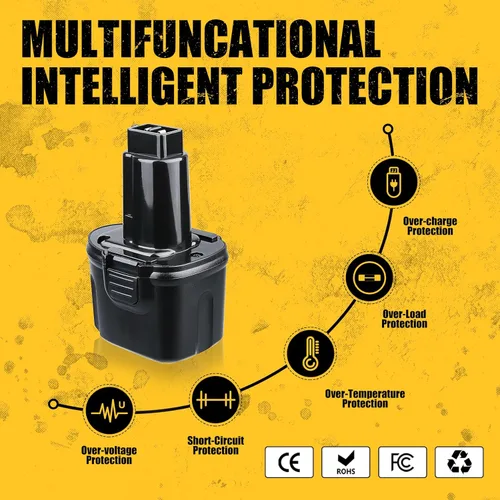 Miniatura 5 de VANON Paquete de 2 baterías de repuesto de 4800mAh 7.2V Ni-MH para Dewalt 7.2V batería DW9057 DE9057 DE9085 DW920K DW920K2 DW925K DW925K2 DW968K