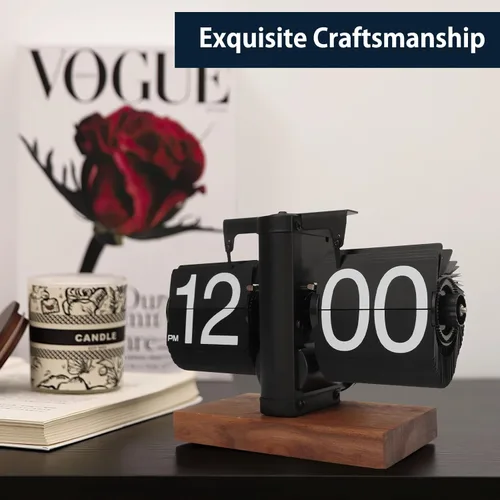 Miniatura 4 de Reloj de escritorio abatible, reloj digital retro de mesa abatible, decoración moderna de mediados de siglo, funciona con pilas, funciona