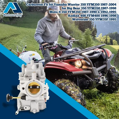 Miniatura 2 de Carburador apto para Yamaha Warrior 350 YFM350 1987-2004, para Big Bear 350 YFM350 1987-1998 Moto-4 350 YFM350 1987-1990 y 1992-1995 Kodiak 4 00 YF