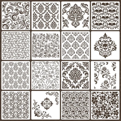 Miniatura 9 de Plantillas cubistas para manualidades, plantillas de textura reutilizables, plantillas de fondo de capas mixtas para pintar sobre muebles de madera