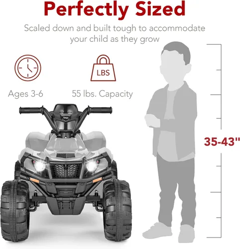 Miniatura 6 de Best Choice Products 12V Auto eléctrico para montar para niños, ATV de 4 ruedas, vehículo de juguete con audio Bluetooth, velocidad máxima de 2.4