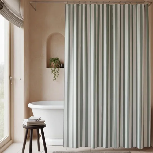 Miniatura 2 de Hermosa cortina de ducha bohemia a rayas para tu baño, elegante cortina verde salvia de 72 x 72 pulgadas que se adapta perfectamente a cualquier