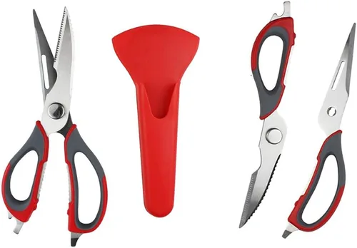 Miniatura 10 de Tijeras multifuncionales para alimentos de cocina, tijeras culinarias desmontables de acero inoxidable resistentes, tijeras 7 en 1 para el hogar