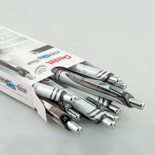 Miniatura 2 de Pentel EnerGel Pearl RTX Bolígrafo de gel líquido retráctil, (0.028 in), línea media, punta de aguja, tinta negra, paquete de 12 (BLN77PW-A)