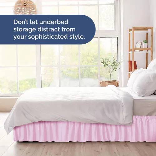 Miniatura 8 de Falda de cama envolvente con volantes, color rosa claro, para camas de tamaño individual con altura de 61 cm CGK Linens - Falda de cama plisada