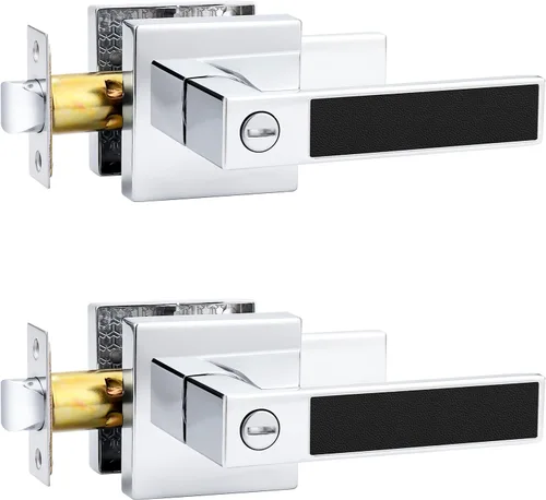 Miniatura 74 de Probrico Paquete de 4 manijas de puerta simuladas en negro mate, manijas interiores que no giran, manijas reversibles resistentes para interiores