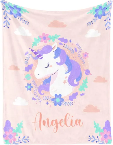 Miniatura 89 de Artsadd Manta de bebé personalizada para niños y niñas con nombre, manta personalizada con nombre de bebé con patrón de unicornio, manta