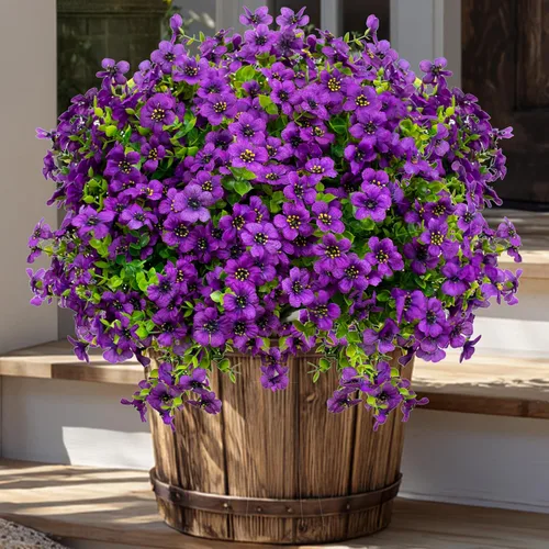 Miniatura 20 de Axylex - Flores Artificiales para Exteriores, Plantas Falsas - 16 Paquetes de Verdería Artificial para Exteriores, Arbustos de Boj de Plástico Sin