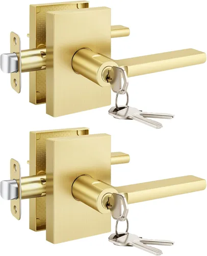 Miniatura 32 de Goldenwarm Manijas de puerta ficticias doradas, aleación de zinc resistente, palanca de puerta interior sin giro para pasillo y armario, perilla