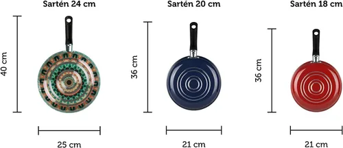 Miniatura 6 de Ekco Juego de sartenes de 3 piezas (7.1, 7.9 y 9.4 pulgadas) para todas las estufas, apto para lavavajillas, sartenes de aluminio ligeras, mango