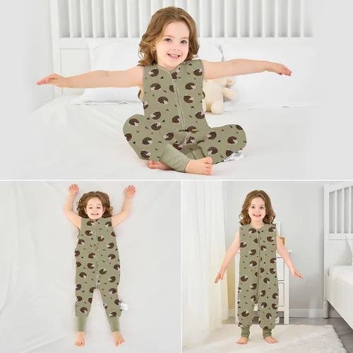 Miniatura 7 de Miracle Baby Saco de dormir con pies - 0.5 TOG 100% algodón transpirable, diseño sin mangas, saco de dormir para bebé Verde Hedgehog