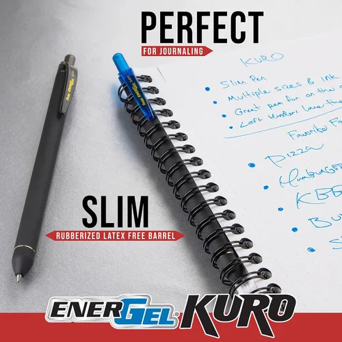 Miniatura 2 de Pentel EnerGel Kuro - Bolígrafo de gel líquido, (punta de 1/32 pulgadas - 0.7 mm) línea media, tinta surtida, paquete de 12 (BL437R1BP12M1)