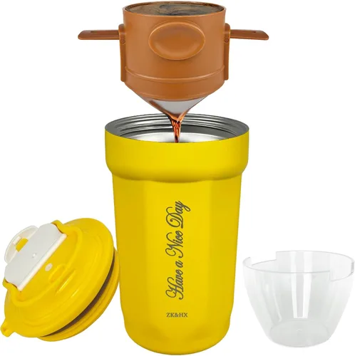 Miniatura 13 de ZK&HX LIFE Cafeteras para acampar de 13 onzas, gotero portátil para verter sobre café, para viajes, camping, oficinas, mochileros, infusor de té