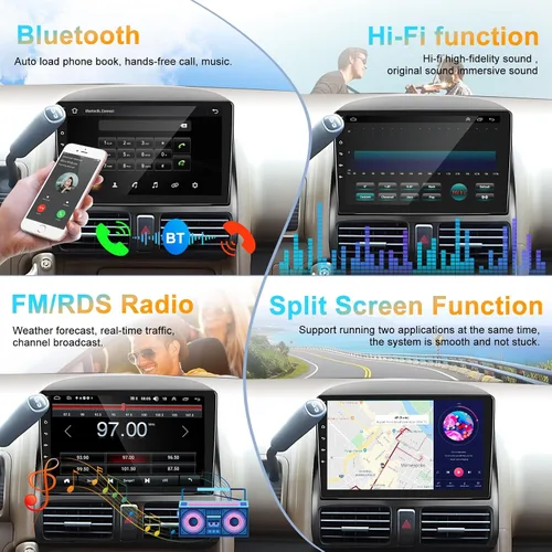 Miniatura 5 de Podofo Para Honda CRV 2002-2006 inalámbrico Apple Carplay Android Auto, pantalla táctil Android coche estéreo Autoradio unidad principal