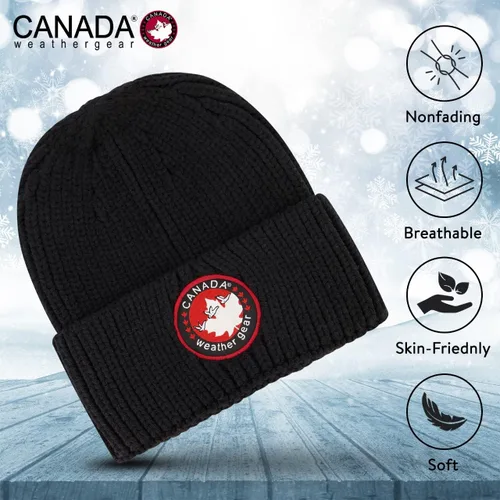 Miniatura 2 de CANADA WEATHER GEAR Gorro de punto para mujer, gorro de invierno individual, suave y cálido, sombrero de invierno con puños