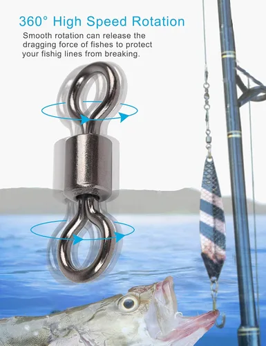 Miniatura 3 de Juego de giros de barril de pesca, 210 unids rodamiento de cojinete a presión conector para agua salada pesca de agua dulce