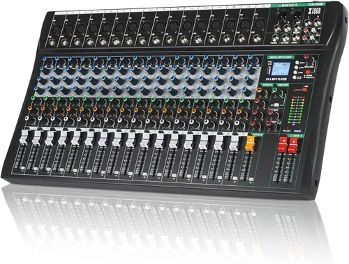 Miniatura 9 de XTUGA Mezclador de Audio de 12 Canales Mezclador de Sonido Mesa de Mezclas, Interfaz de Audio, Mezclador DJ Consola de Audio para Karaoke en Vivo