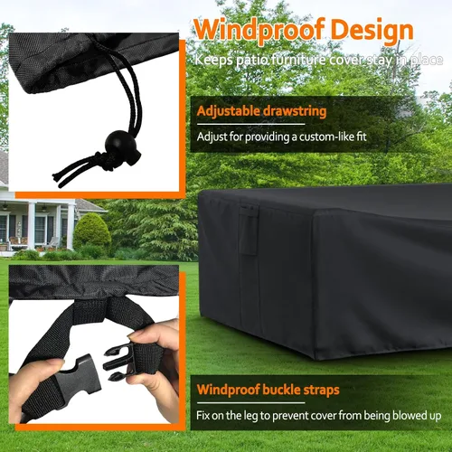 Miniatura 5 de Cubiertas para muebles de patio STARTWO impermeables, resistentes a los rayos UV, resistentes a los desgarros, resistentes para 7-12 asientos
