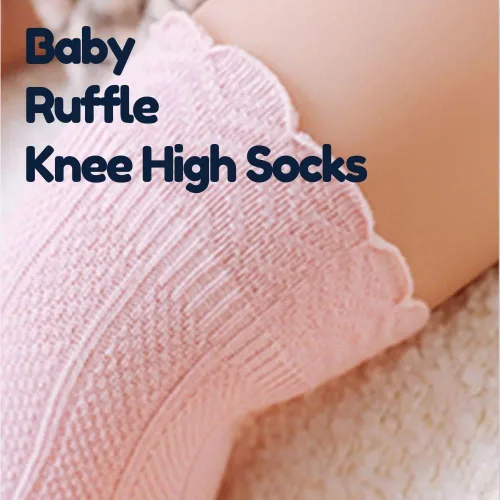 Miniatura 7 de Petrass Calcetines altos hasta la rodilla para bebés y niñas, calcetines blancos con volantes
