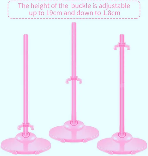 Miniatura 3 de 10 Pcs Doll Display Holders - Mini Stand for 11-13 Inch Dolls & Action Figures - Pink