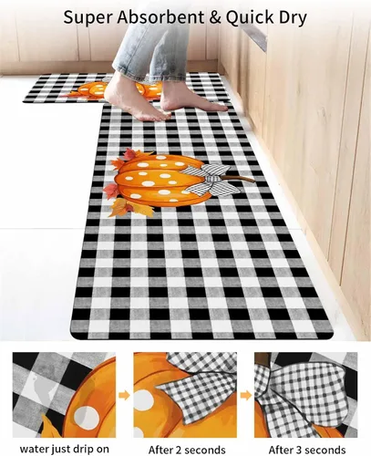 Miniatura 4 de Tapete de baño para bañera, antideslizante, de secado rápido y absorbente, de tierra de diatomeas, para cocina, tapete de Acción de Gracias, otoño