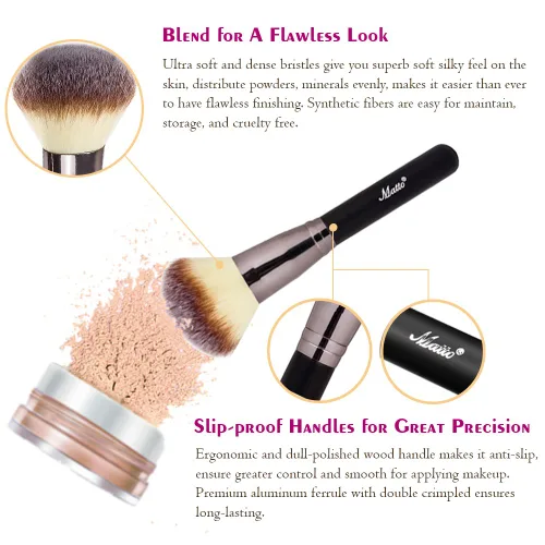 Miniatura 2 de Matto Brocha mineral en polvo – Brocha de maquillaje para gran cobertura, polvo mineral, base de maquillaje, 1 pieza